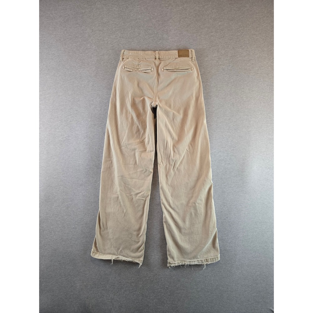 American Eagle Skater‎ Trouser Women 2 Regular Tan Wide Leg Distressed Baggy